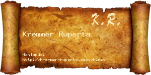 Kremmer Ruperta névjegykártya